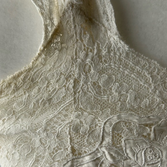 Vintage Nightgown Cream Lace Trim Maxi Sheer Neglige Lingerie Wedding Night 50’s - Picture 4 of 10